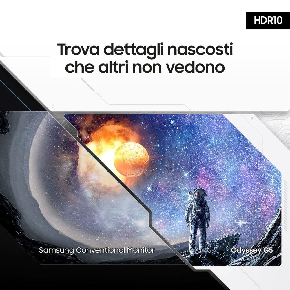 Samsung Monitor Gaming Odyssey G5 (S32CG510EU), Flat, 32'', 2560x1440 (QHD), HDR10, VA, 165Hz, 1ms (MPRT), AMD FreeSync Premium, HDMI, DP