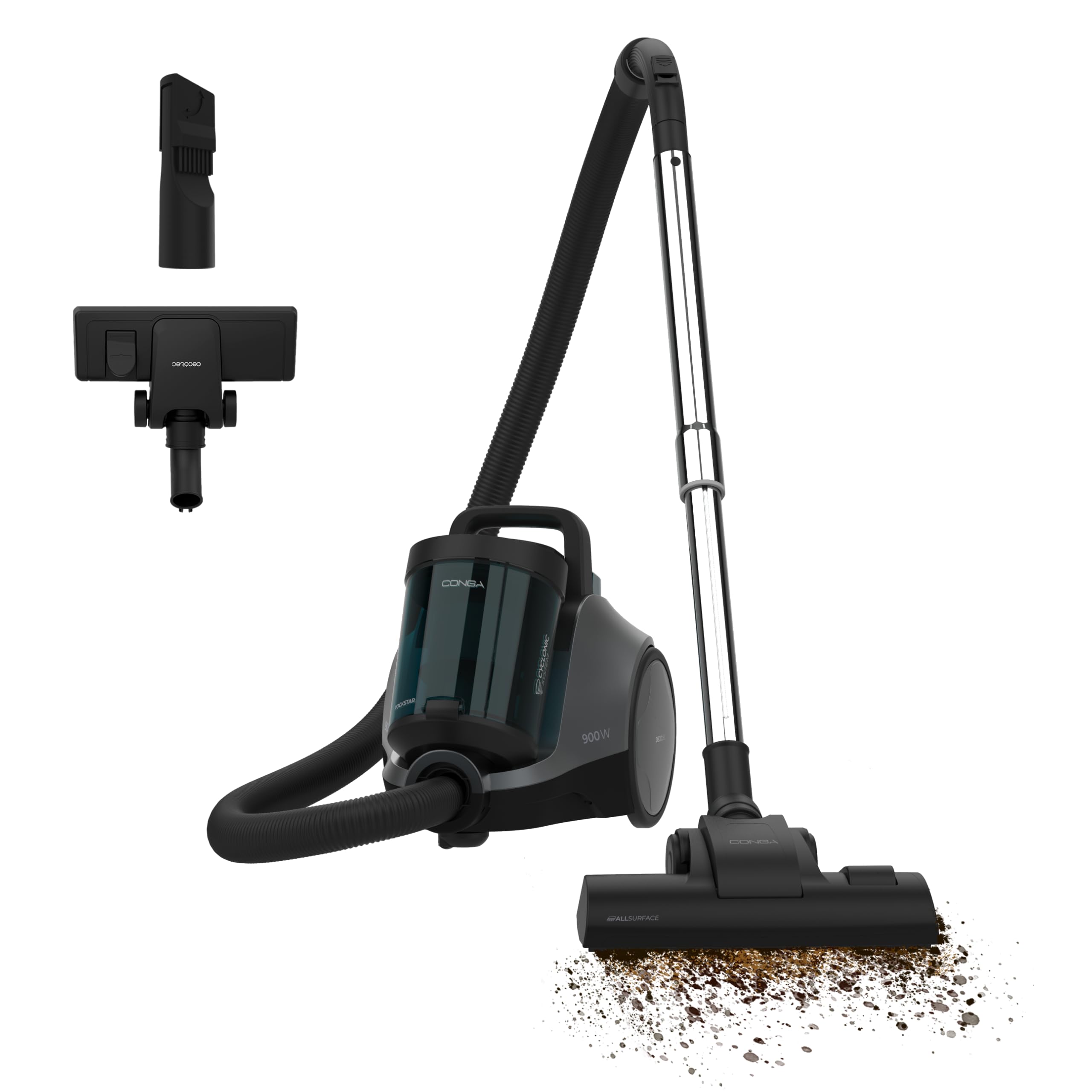 Cecotec Aspirateur Traîneau sans Sac 2,5L Conga Rockstar Cyclonic Pro. 900W, Puissance d'Aspiration 19Kpa, Régulateur de Puissance, Inclut Cyclonic System, Filtre HEPA, Rayon d'action 6m