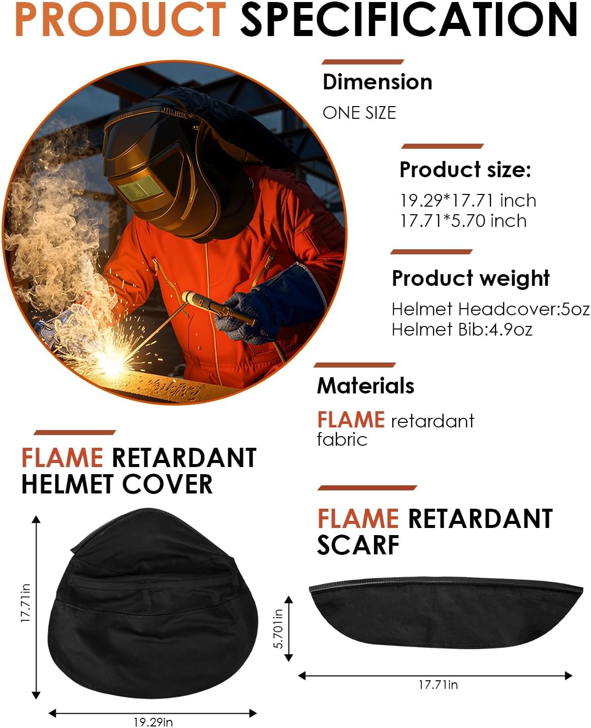 2 Pcs Welding Helmet Cover & Bib Set Press Fit Seal for Neck Protection, Compatible with Most Welding Helmets, Welding Hood Accessories