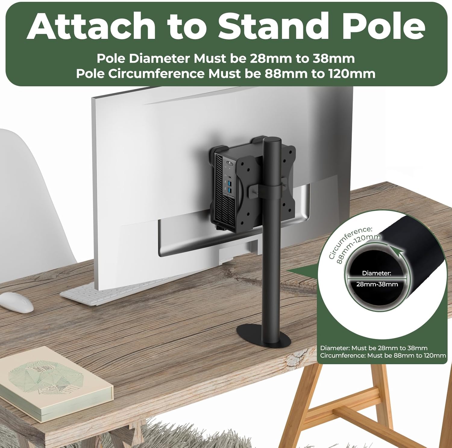 Adjustable Thin Client Mini PC Vesa Mount to Wall, Under Desk, Attached to Monitor Arm and Stand Pole for HP, Dell, Bosgame Ryzen 5, GMKtec K11, Bmax B3, KAMRUI E3B, NUC, Mac mini and Small CPUs