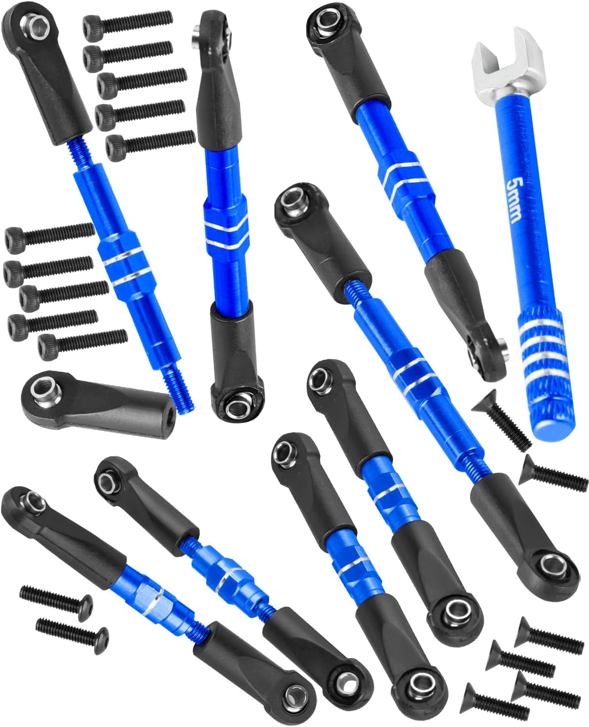 RC Turnbuckles Camber Link Upgrades Part for 1/16 Mini Slash 70054-1,Aluminium Adjustable Front and Rear Toe Links Push Rods,Navy Blue