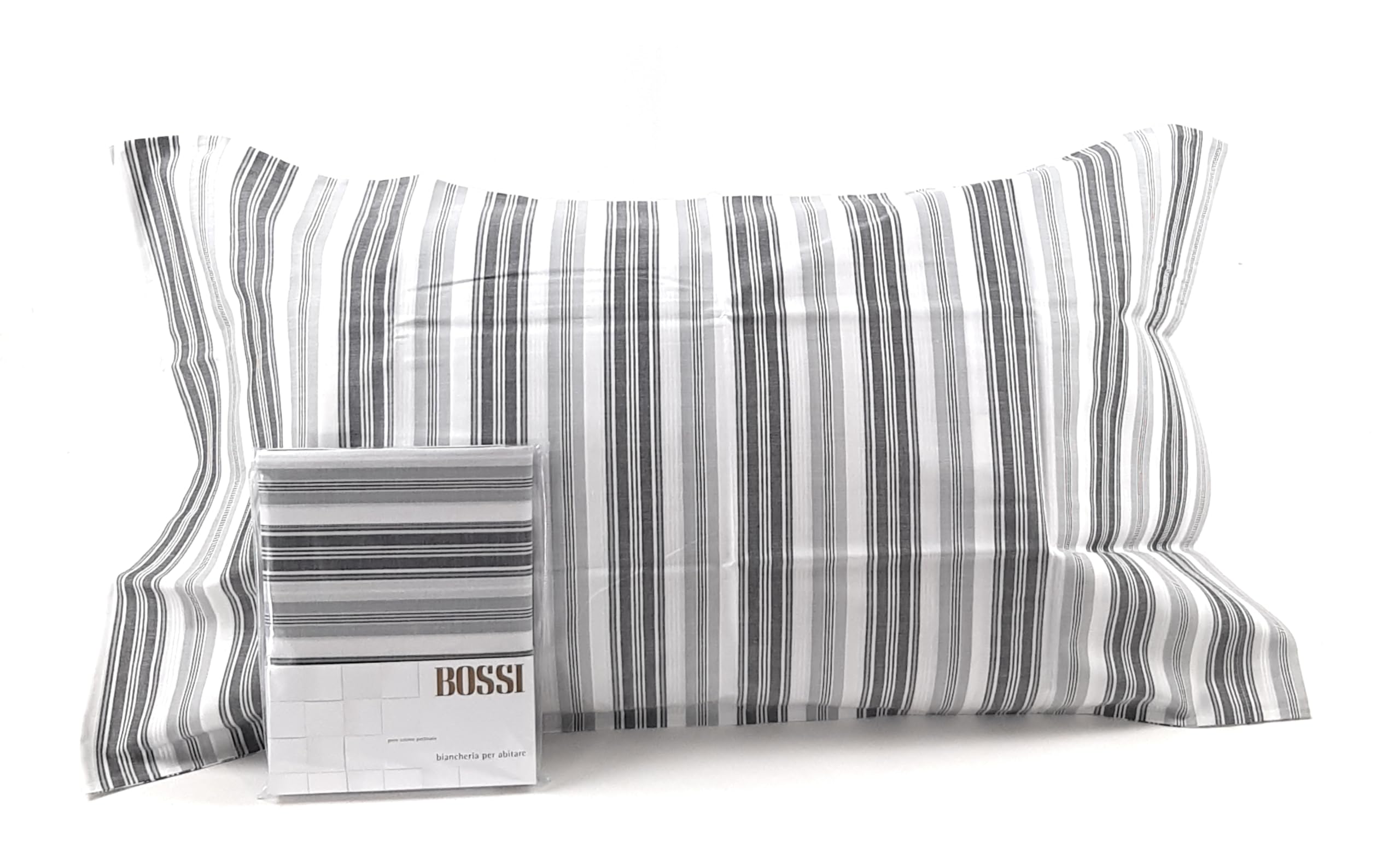 Coppia federe 2 volani col. 7434 Grigio rigato Melange BOSSI