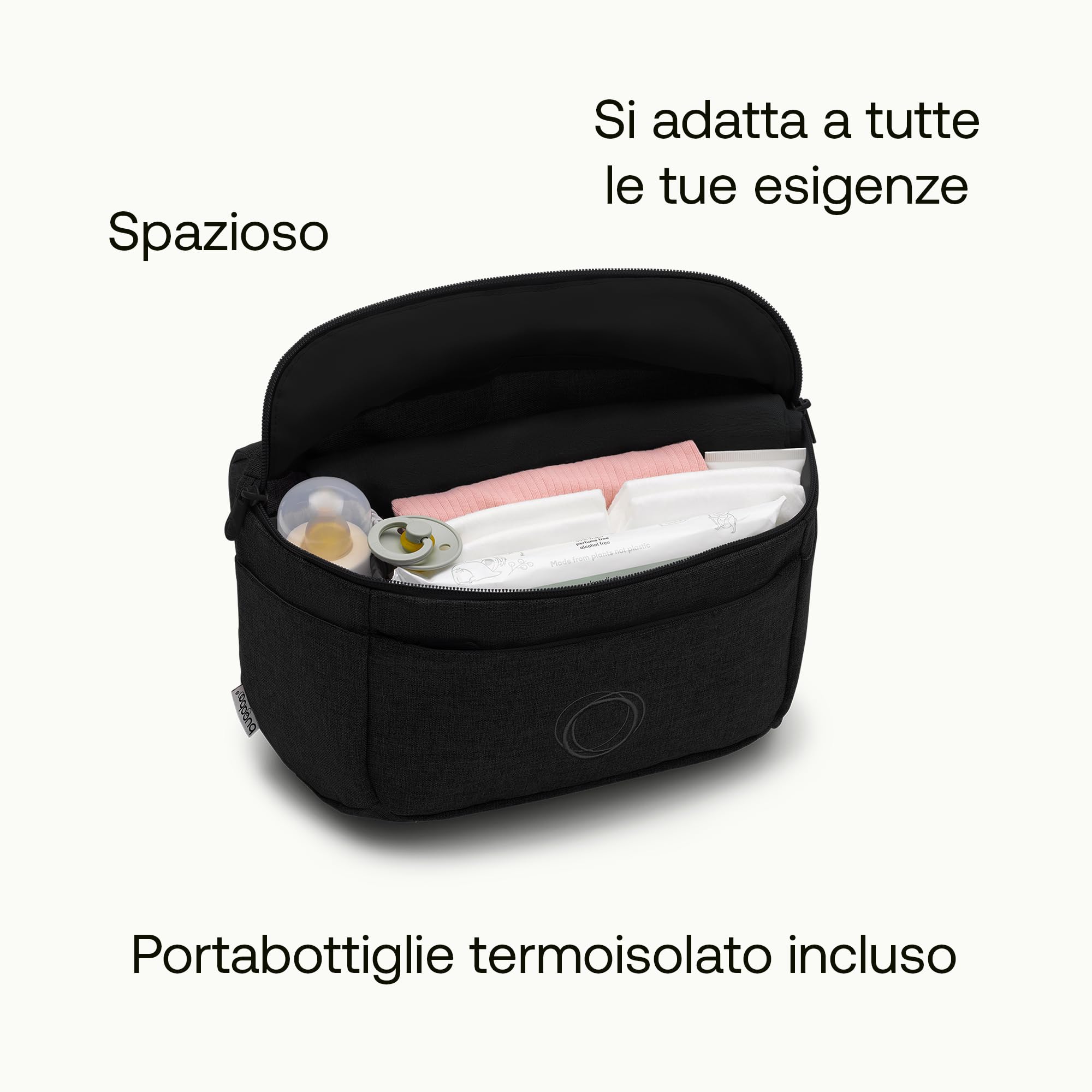 Bugaboo Organizer Multitasche Passeggino, Compatto e con Tasche Facili da Raggiungere, Accessorio Indispensabile per gli Oggetti Essenziali del Tuo Bambino, in Midnight Black
