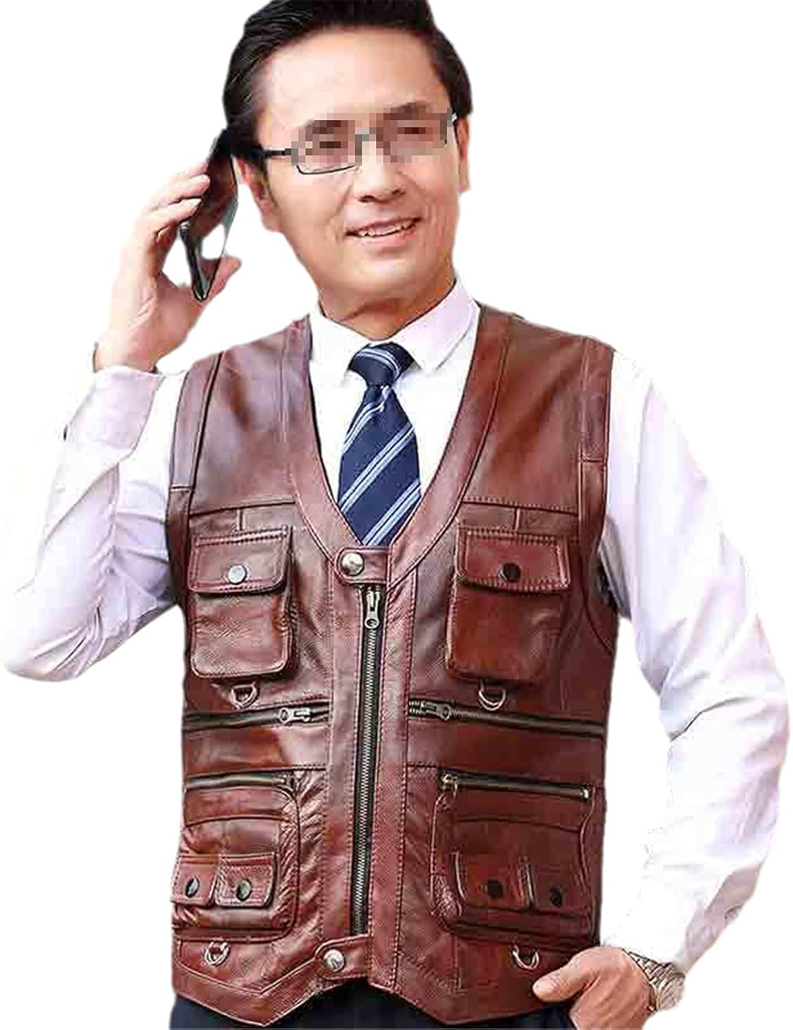Gilet en cuir homme moto veste sans manches épaisse pour les balades et trajets