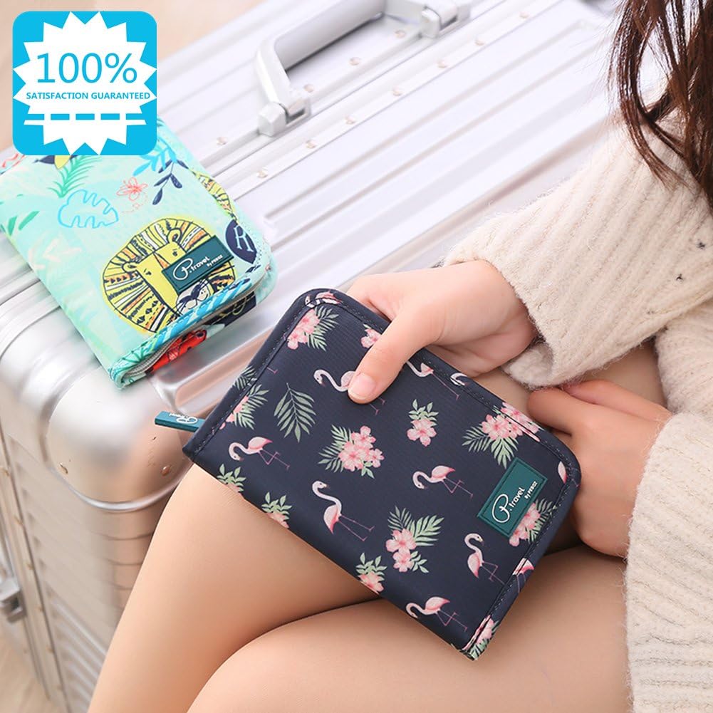 VanFn Travel Passport Wallet, Passport Holder For Family, P.Travel Series (Flamingo)