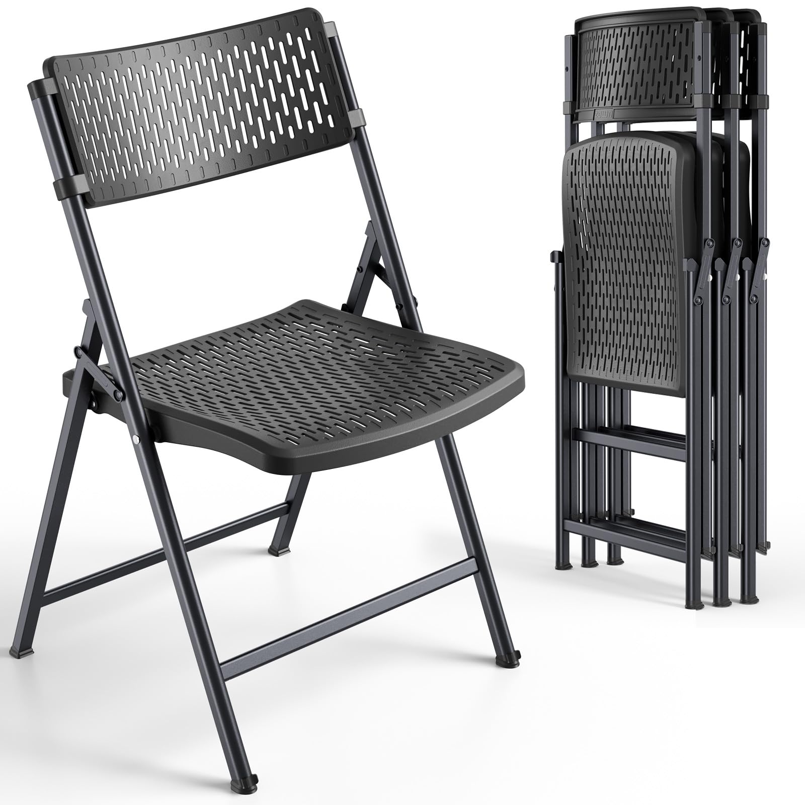 Amazon.com: FurniEdge Black Folding Chairs 4-Pack, Breathable