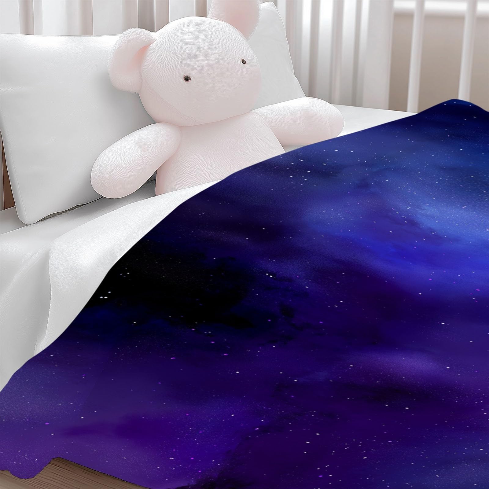 Genérico Manta de Franela de Forro Polar para Niños y Adultos 200 x 200 cm, Mantas para Sofa Estampado Surrealismo Galaxia Estrellas - Manta Azul Morado Suave Cálida Transpirable Ligera