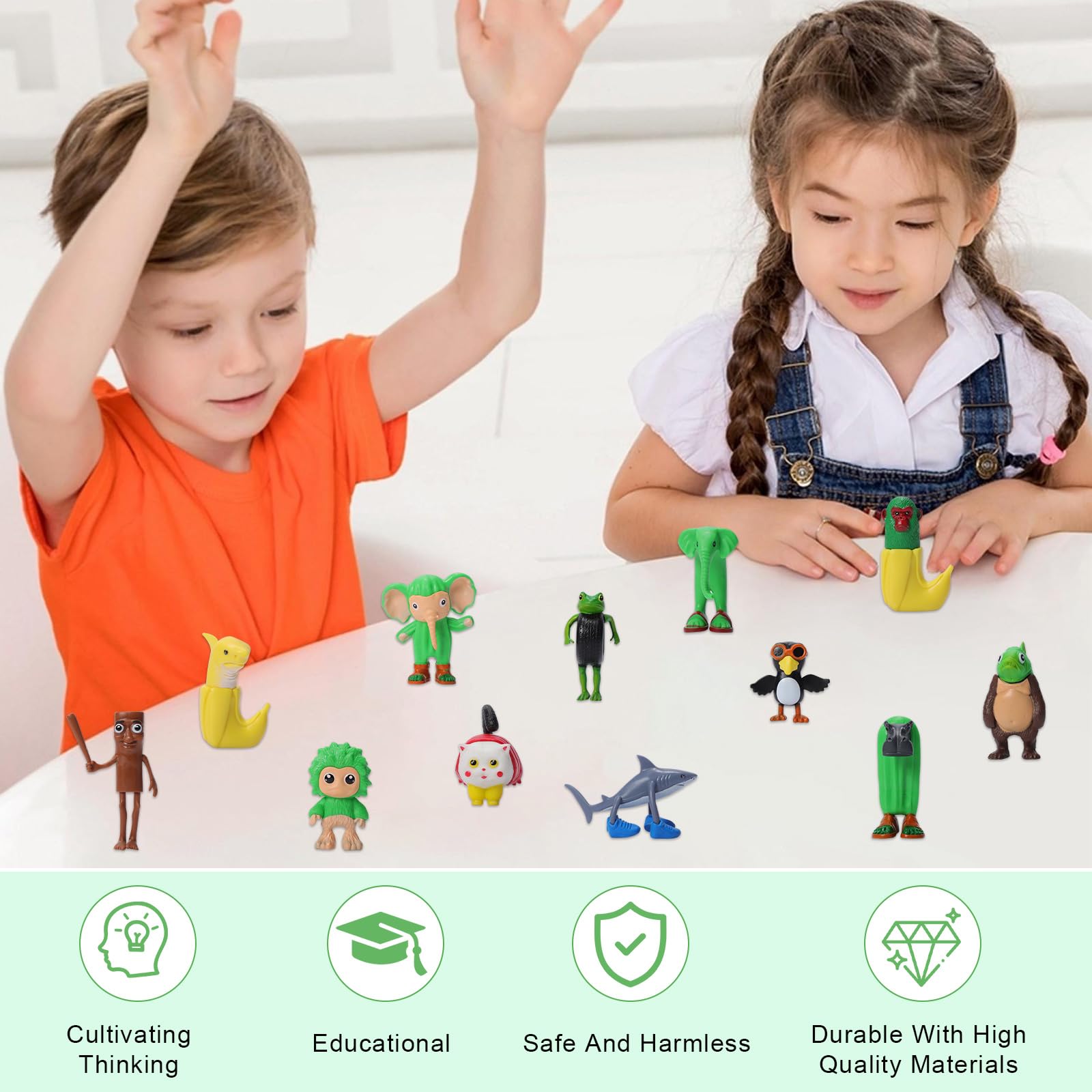Fjquamitix 12 PCS Italian Brainrot Action Figures Set Tung Tung Tung Sahur Meme Toys Tralalero Tralala Set Desk Decorations Creative Shark Monkey Gifts For Kids Adults Friends (Action Figures Set B) - Image 4