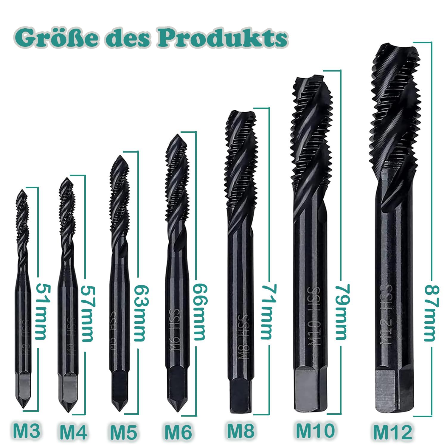 Spiralstecker Gewindebohrer M4 X 0,7 Gewinde, Gesch Produktbild-Vorschau 2