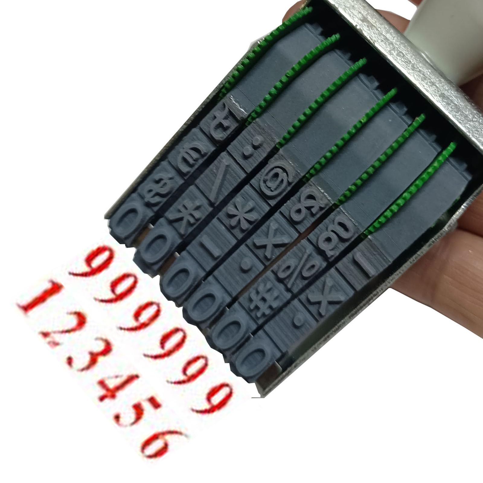 Zeng 6-Digit Changeable Number & Symbol Rolling Stamp, Gray-Red Multicolor - Imprint 40x7mm for DIY Scrapbooking & Business
