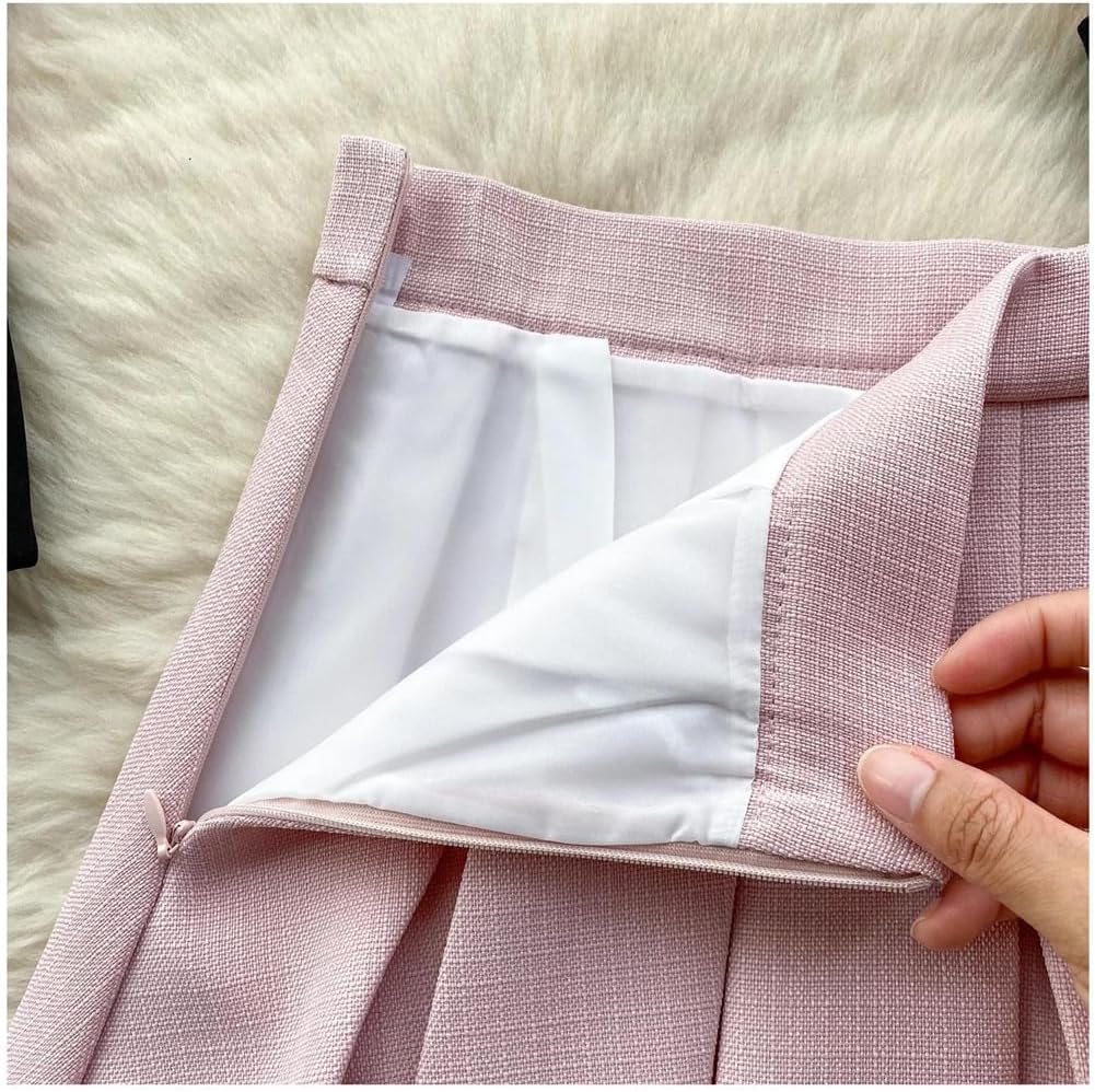 Women's Spring 2 Piece Set Elegant Color Block Short Cardigan Coat with High Waisted Pleated Skirt Suits