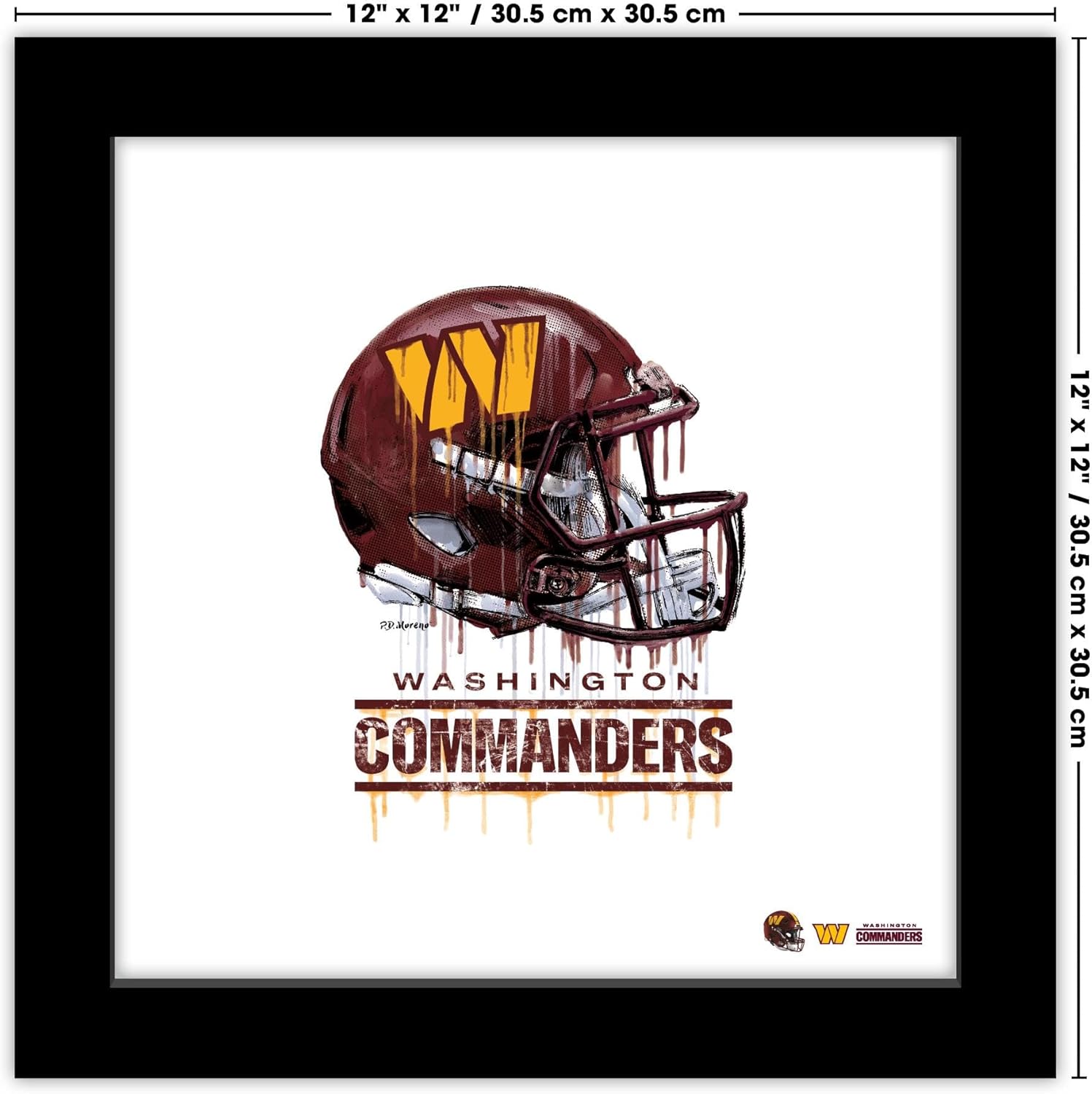 Trends International Gallery Pops NFL Washington Commanders - Drip Helmet Wall Art Wall Poster, 12.00" x 12.00", Black Frame Version - Image 6