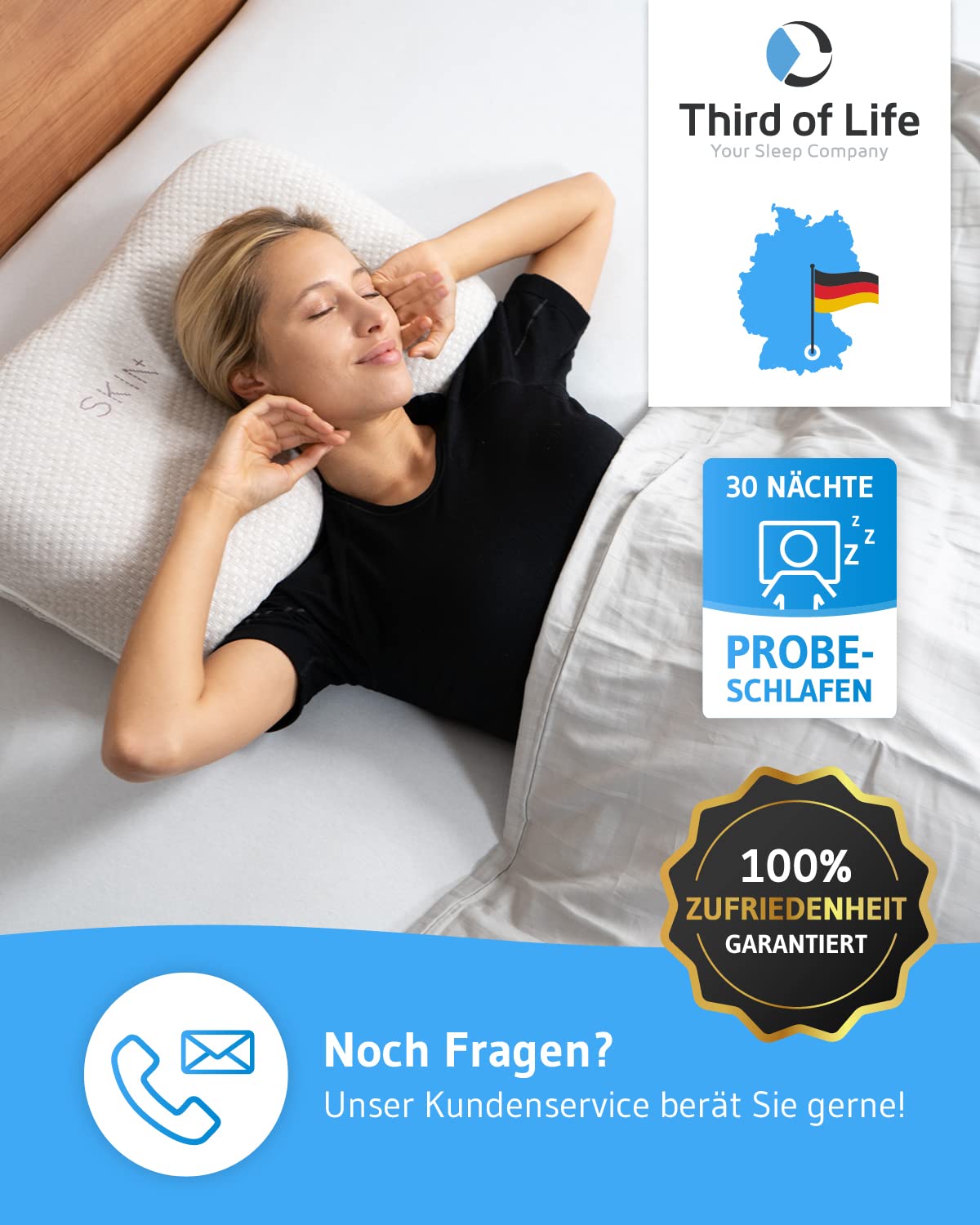 Third of Life Almohada maBELLA con Cuidado de la Piel y Aromaterapia | Almohada Cervical Ergonómica | con Ylang-Ylang y Tecnología Patentada Skin+ | Ideal para Dormir en Cualquier Posición
