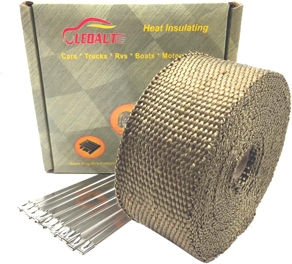 Titanium Motorcycle Heat Wrap Rolls 5CM x 10M for Manifold Thermal Protection Heat Shield Sleeve & Ties