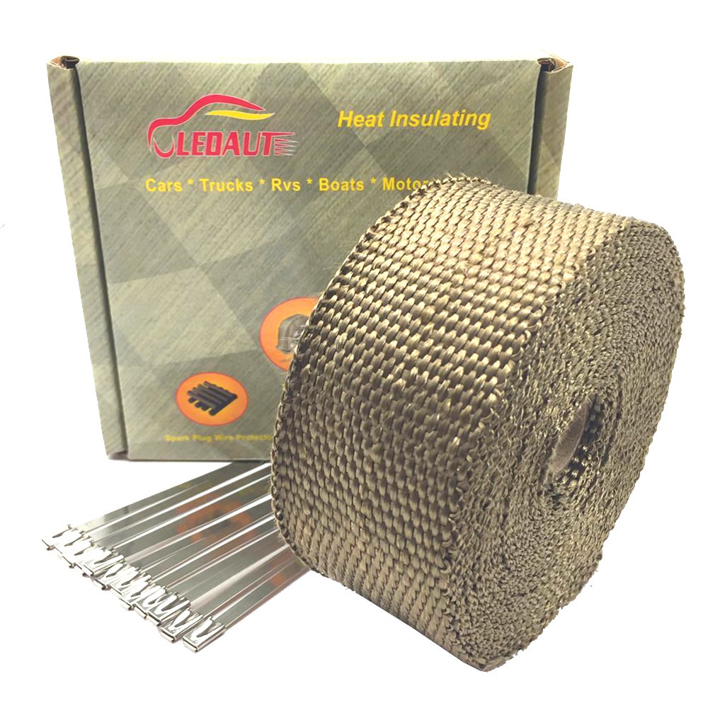 Titanium Motorcycle Heat Wrap Rolls 5CM x 10M for Manifold Thermal Protection Heat Shield Sleeve & Ties