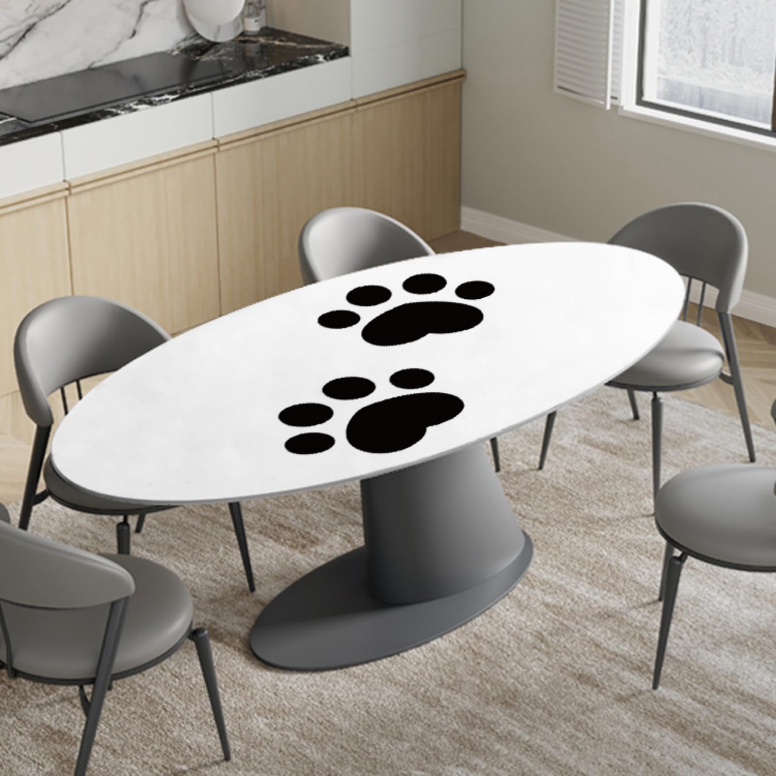 Morbuy Tovaglia Ovale con Elastico (Impronte,90x140cm)