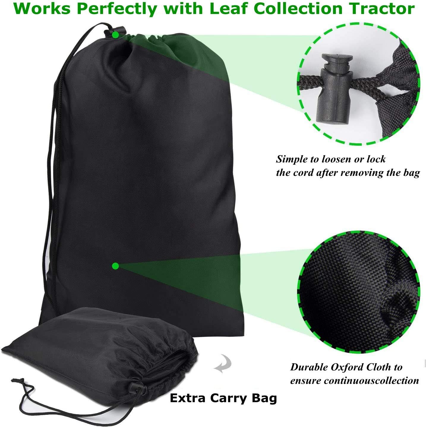 Lawn Tractor Leaf Bag,Lawn Sweeper Tow Behind Mower Leaf Cleanup Bag,Tear Resistant,Weatherproof Reusable Collecting Leaves Waste Bag,for All Tractors Lawn Tractor (Black)