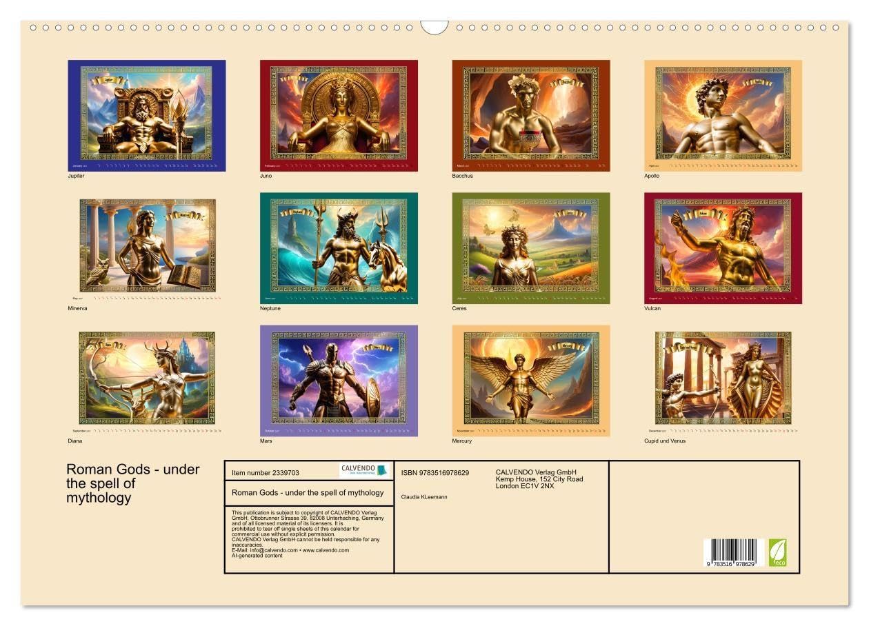 Roman Gods - under the spell of mythology (Wall Calendar 2027 DIN A2 landscape), CALVENDO 12 Month Wall Calendar: Under the spell of mythology