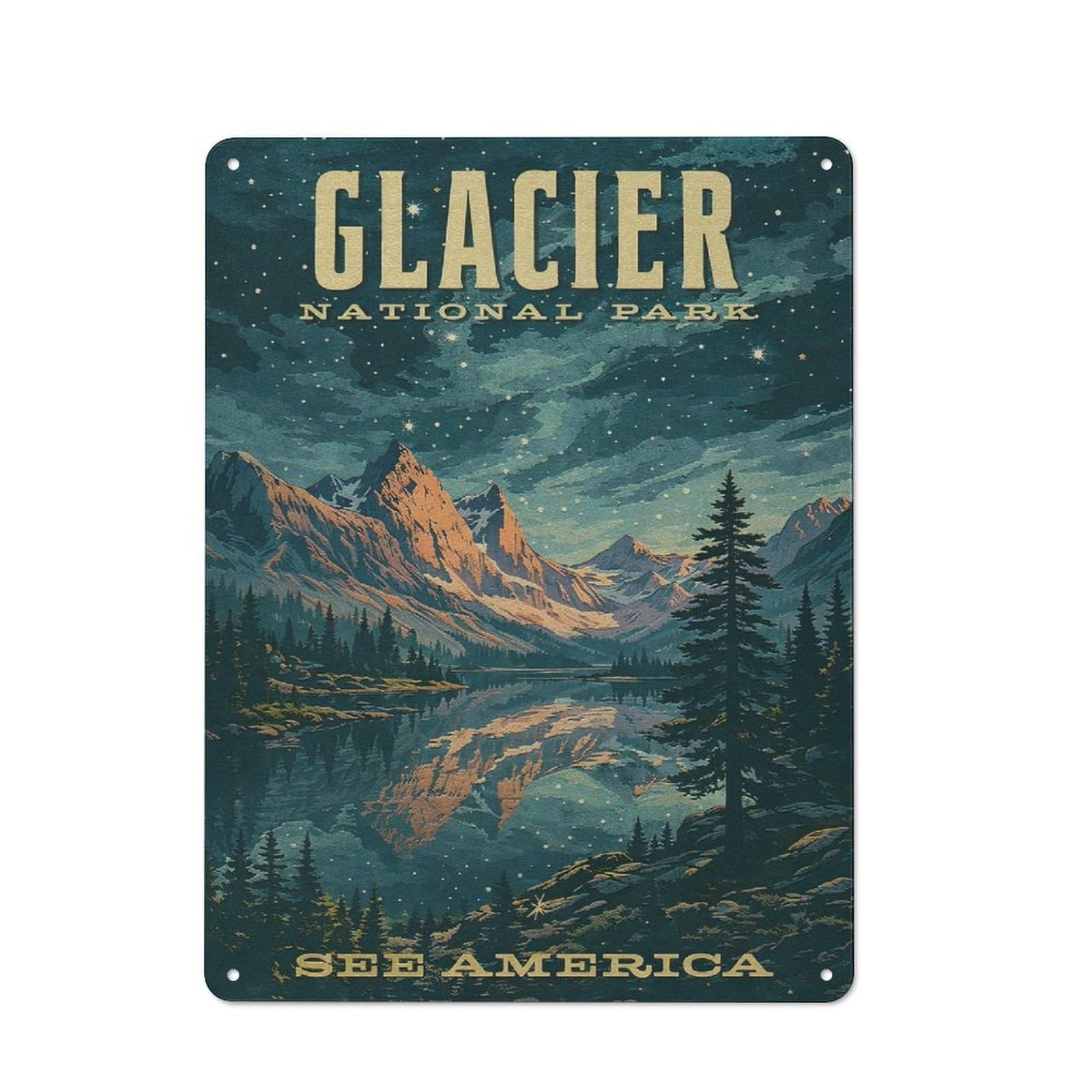 Junmoney Style-5 Vintage Metal Plaque 40X30cm Featuring Glacier National Park Vintage, Diner Style Decor For Restaurant, Kitchen, Counter Or Breakfast Nook