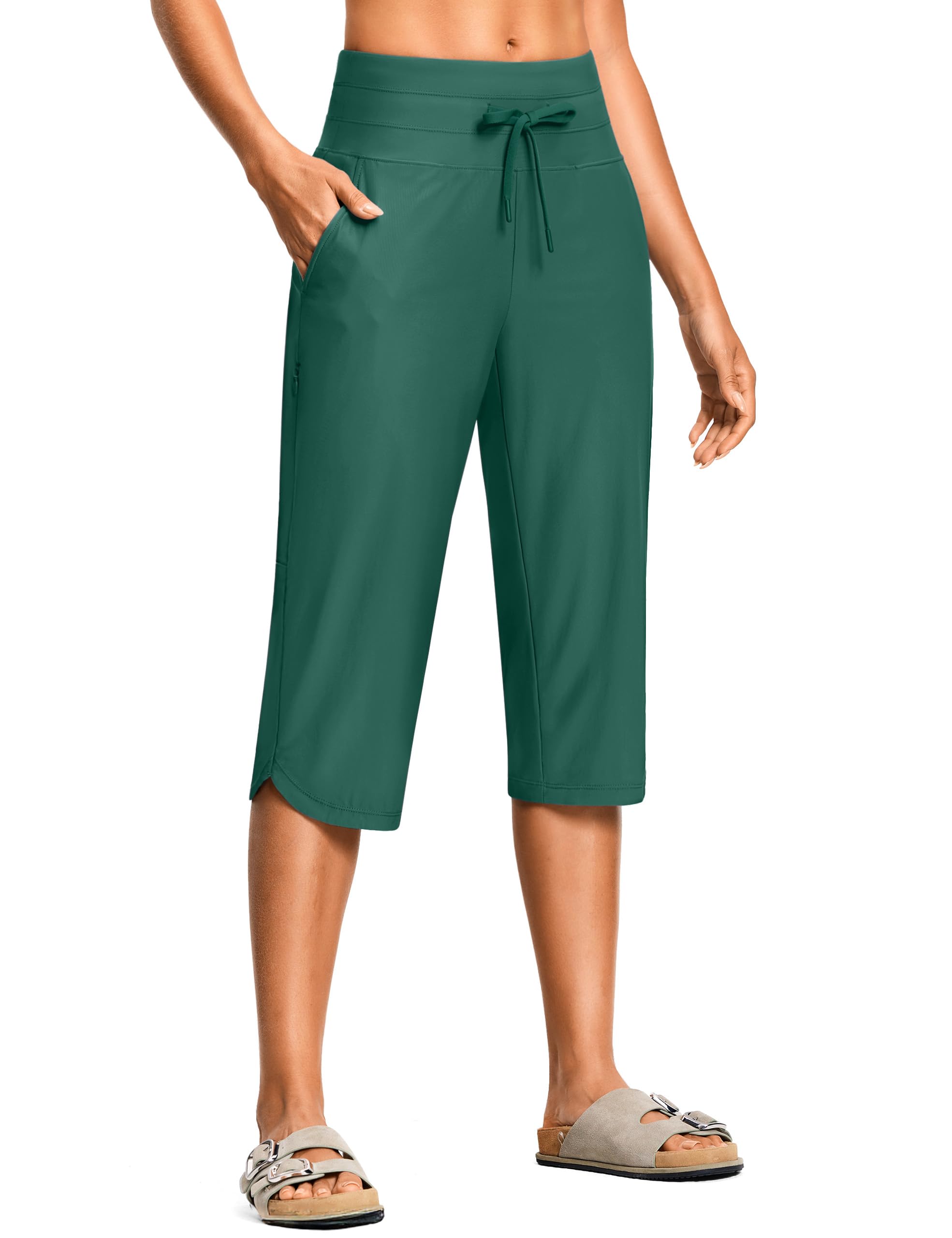 Womens Swim Capris 18 Quick Dry UPF50 Swimsuit Pants Long Board Shorts for Women with Pockets