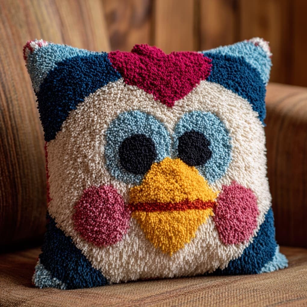 WallustrioaW Latch Hook Kits Pillow Printed Cushion,Cartoon Chick