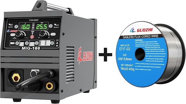 GZ GUOZHI 160A Mig Welder & Flux Core Welding Wire .030
