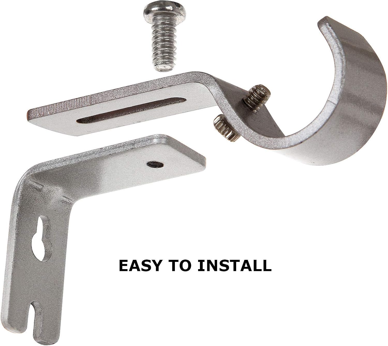 12Pcs Adjustable Curtain Bracket, Heavy Duty Wall Mount Holders for 1' Rods, 20lbs Capacity Metal Brackets, Silver