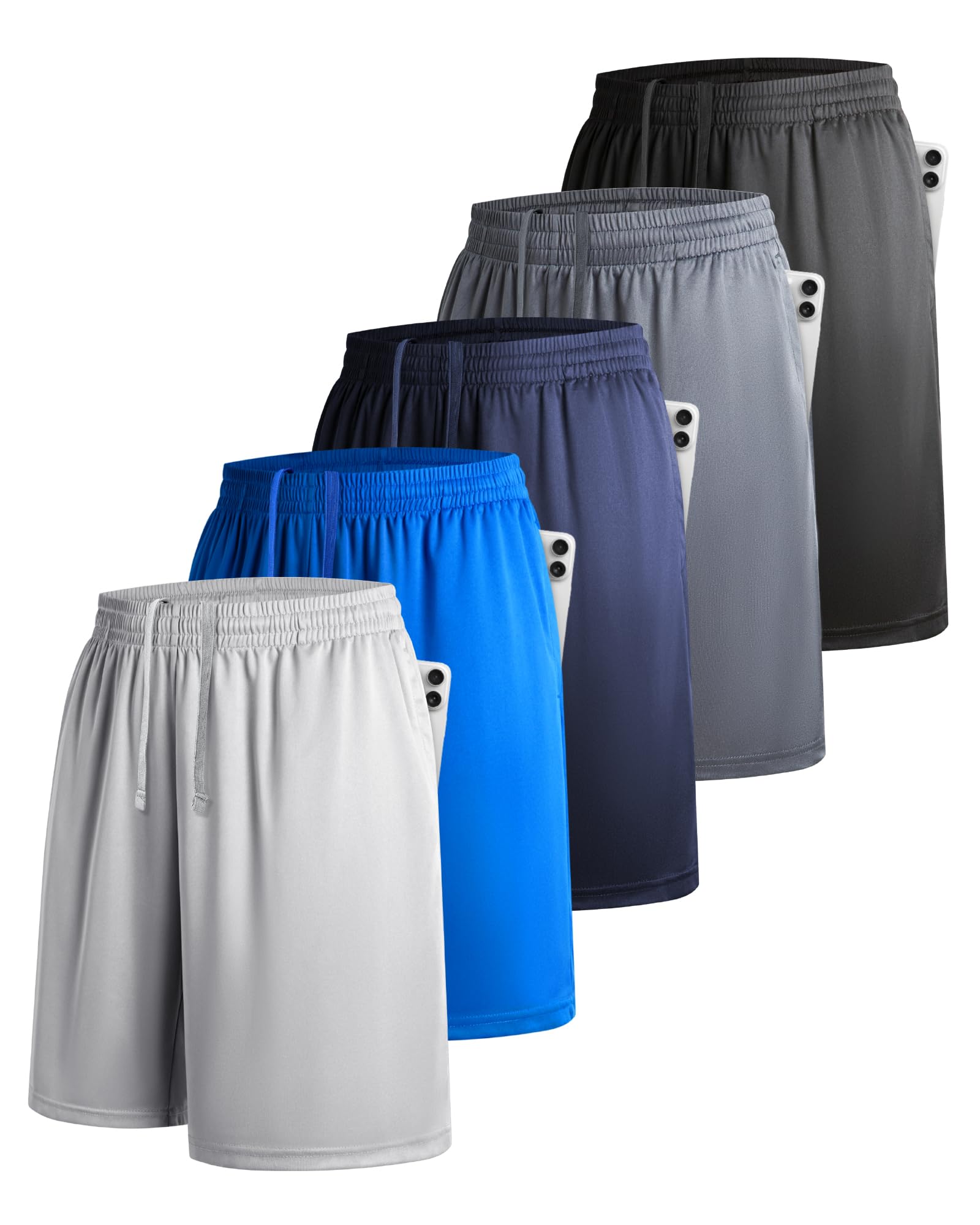 5er-Pack Sporthose Herren Kurz Sportshorts für Männer Athletische Shorts mit Taschen und elastischem Bund schnell trocknend