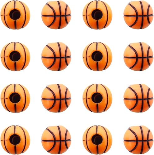 Miniatura 8 de Honbay 100 cuentas acrílicas de baloncesto con agujero grande para pulseras, collares, aretes, lazos para el cabello, llaveros