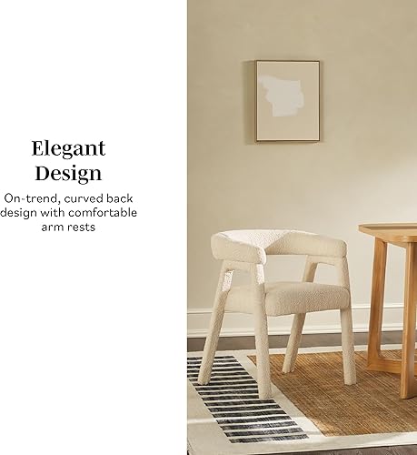 Miniatura 5 de Walker Edison Ezra - Silla de comedor moderna de madera maciza con respaldo redondeado, color natural (juego de 2)