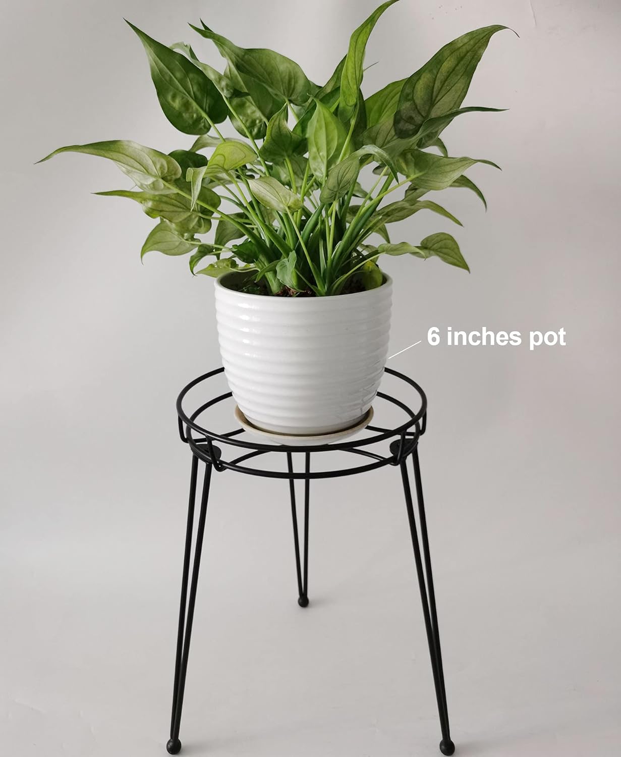 Midcentury Modern Metal Potted Plant Stand 18.7 inches Tall Flower Pot Holder Large Rustproof Iron Garden Container Heavy Duty Rack for Planter,Black (18.7 inches Tall Black)