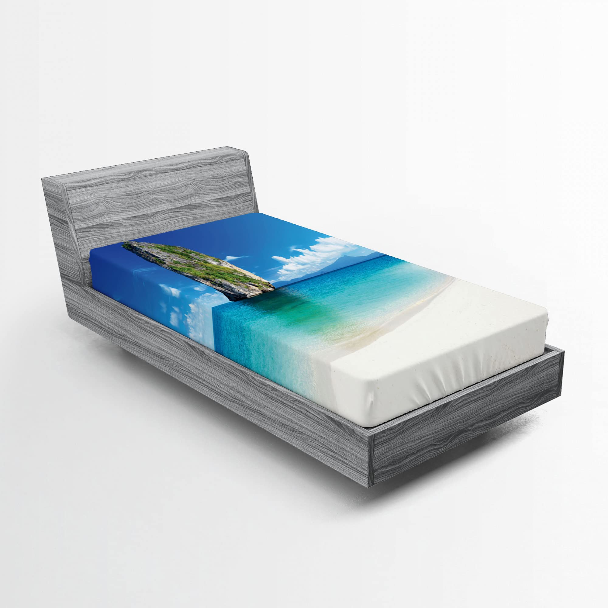 ABAKUHAUS Lenzuolo Con Angoli Island – Tema Pirata, Teschio, 90x200 Cm, Morbida Microfibra, Verde Acqua