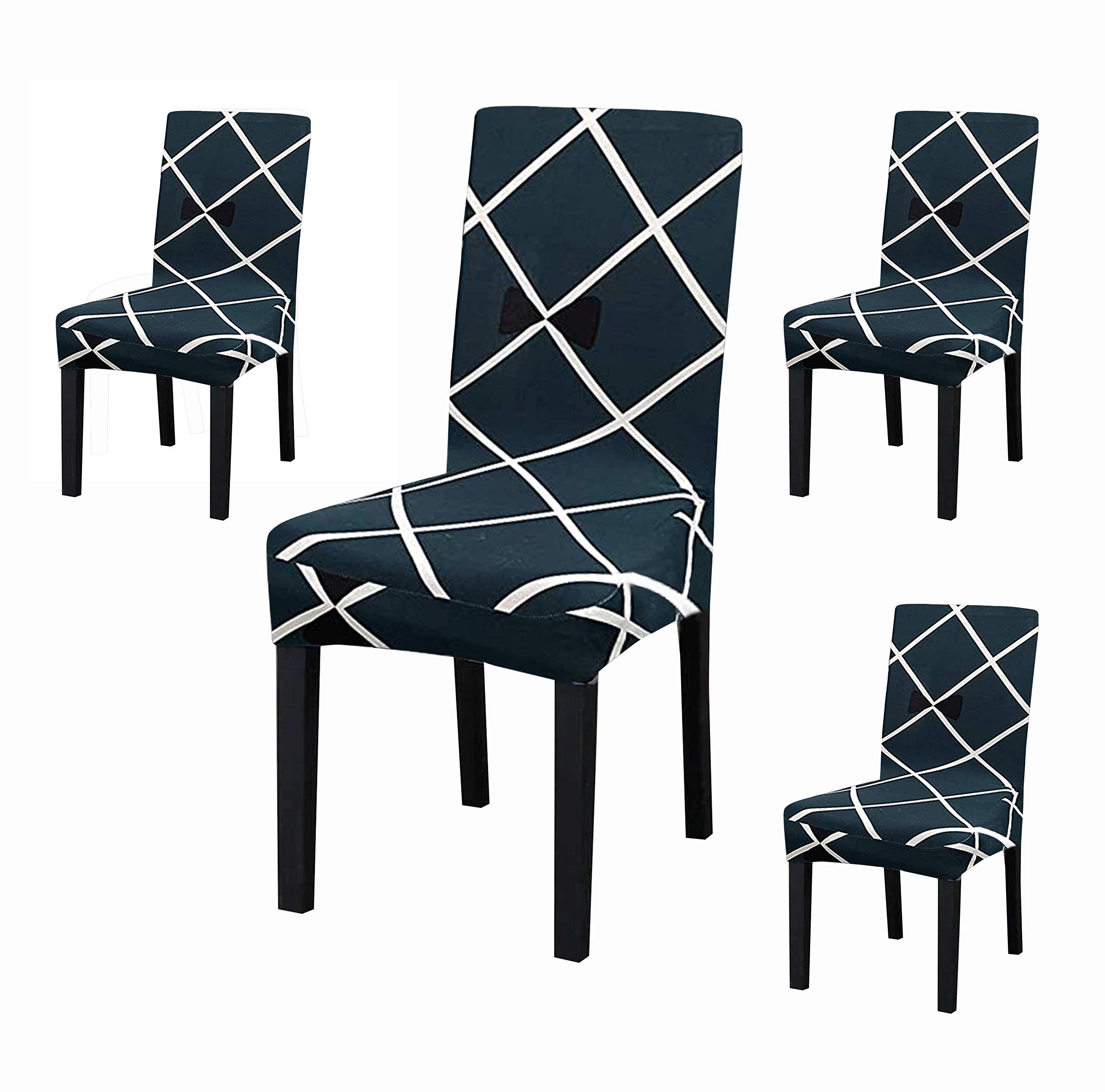 Quirk Elastic Chair Covers - Black & Brown Motif (Pack of 6) -18