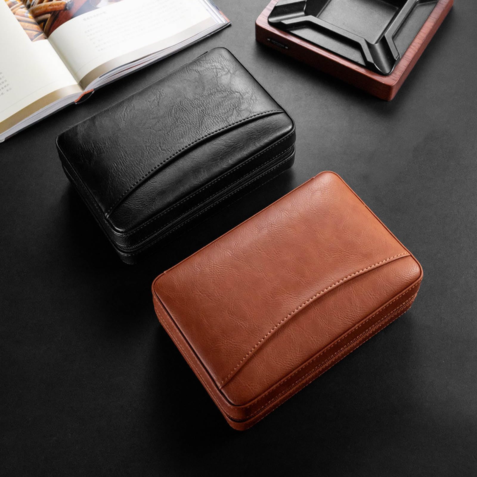 Humidor per Sigari, Portasigari Portatile con Umidificatore per 6 Sigari Humidor da Viaggio Portatile Portasigari in Pelle B