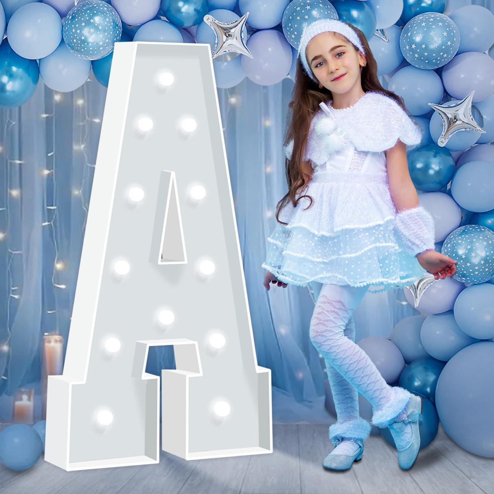 Lettere a LED illuminate per tendone, 1,2 m, grande cartello luminoso con numeri luminosi, fai da te, per sfondo di eventi, bar, club, riunioni di famiglia e celebrazioni, A, 120 cm