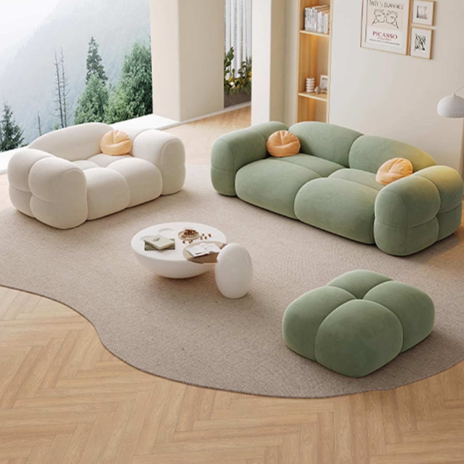 Boucle Cloud Sofa Couch Comfy Deep Seat Sherpa Couch Comfy
