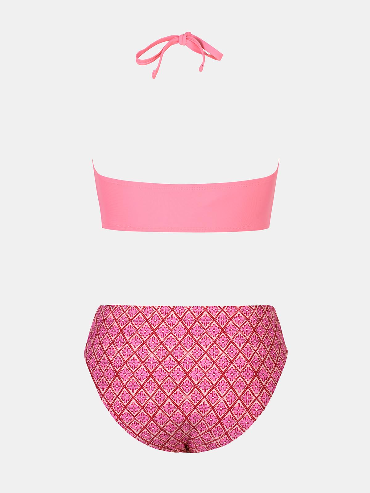 CUPSHE Damen Umstandsbadeanzug Bikini Set Neckholder Gesmokte Bandeau Volants Low Waist Bikini Einteilige Umstandsbademode Swimsuit