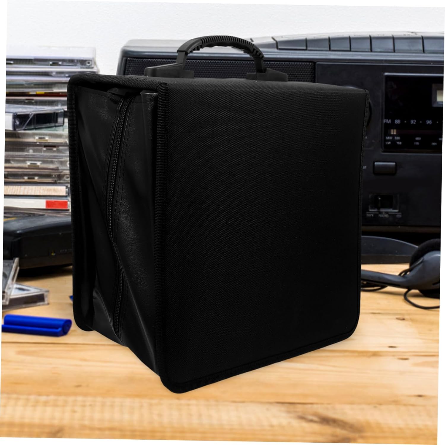 PRETYZOOM 500pieces Large Capacity Cd Binder Pu Leather Cd Case Storage Case Handle for Car Home Office