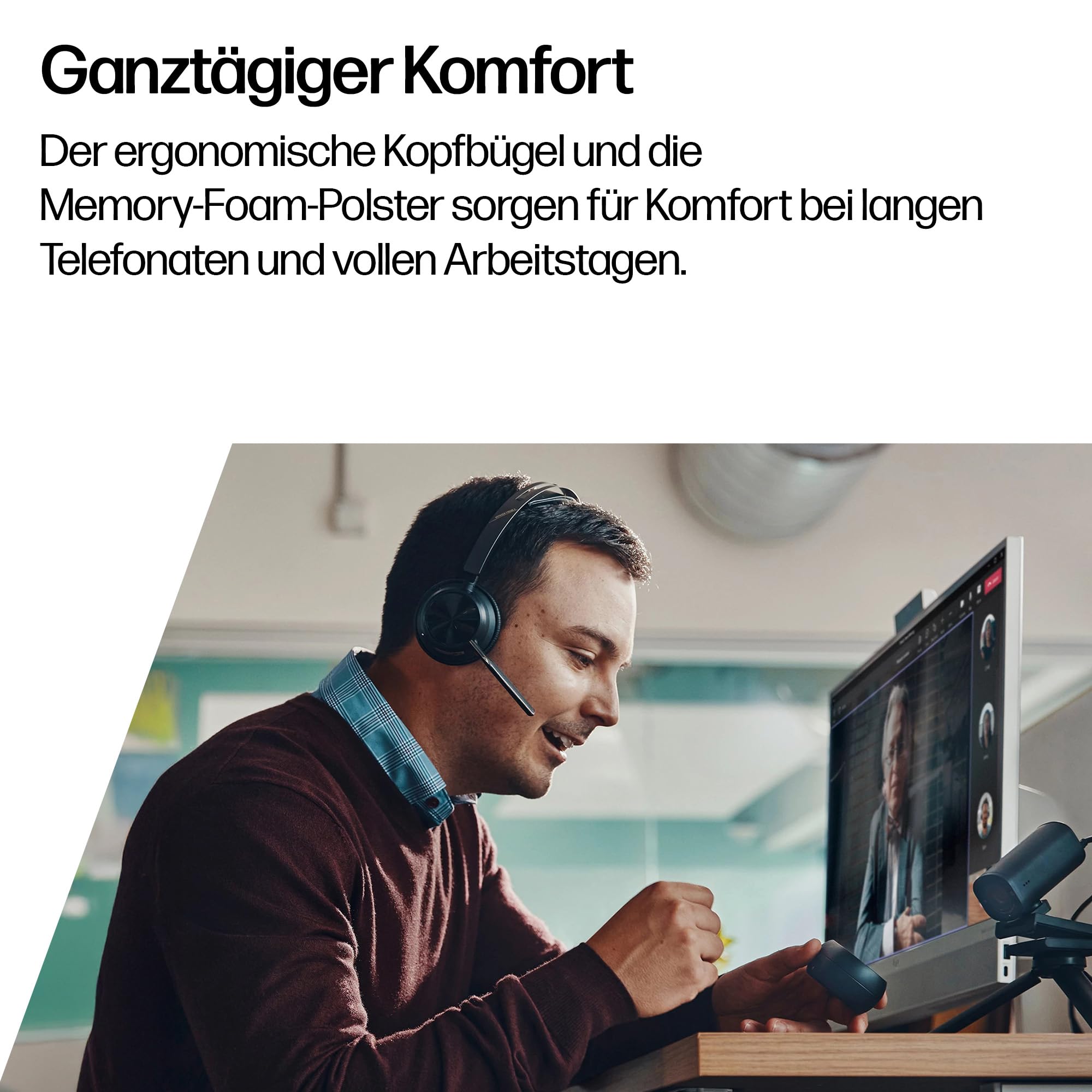Poly Voyager Focus 2 USB-C Headset mit Ladestation und USB-A/C Adapter – Bluetooth, ANC, Acoustic Fence Technologie, bis zu 25 Stunden Sprechzeit (Generalüberholt)