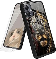 Vista 191 de Funda para Samsung Galaxy A12 5G con protector de pantalla, parte trasera de vidrio templado + TPU de silicona suave que absorbe los golpes