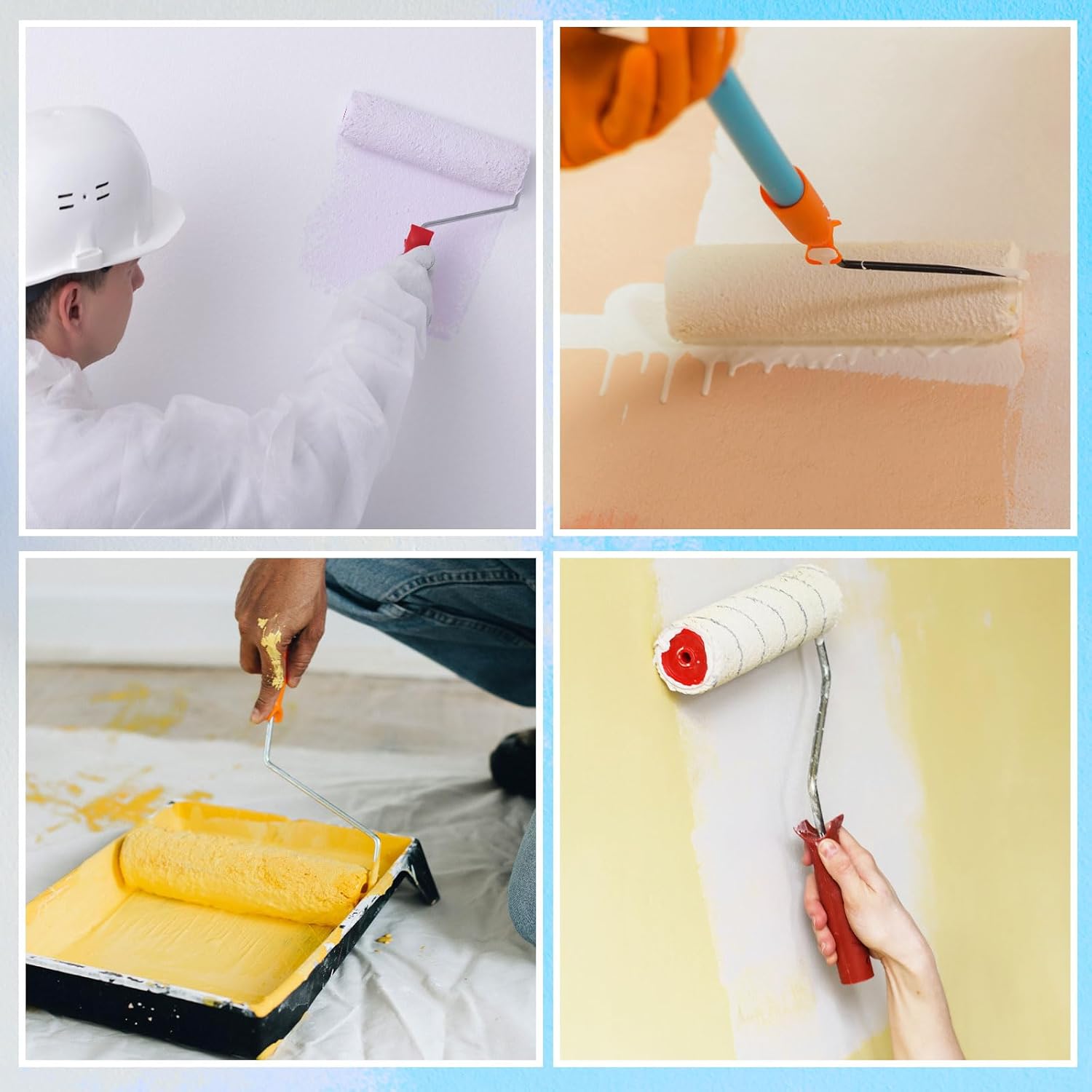 Tanlade 24 Pcs 9 x 3/8 inch Paint Roller Covers Microfiber Naps House Wall Painting Supplies Roller Naps Nap for Roller Frame Covers for Paint Roller Kit, 6 Colors