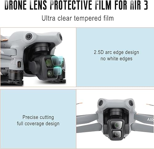 Miniatura 5 de O'woda Película protectora de pantalla de vidrio templado Air 3 Lens HD para accesorios DJI Air 3, paquete de 2