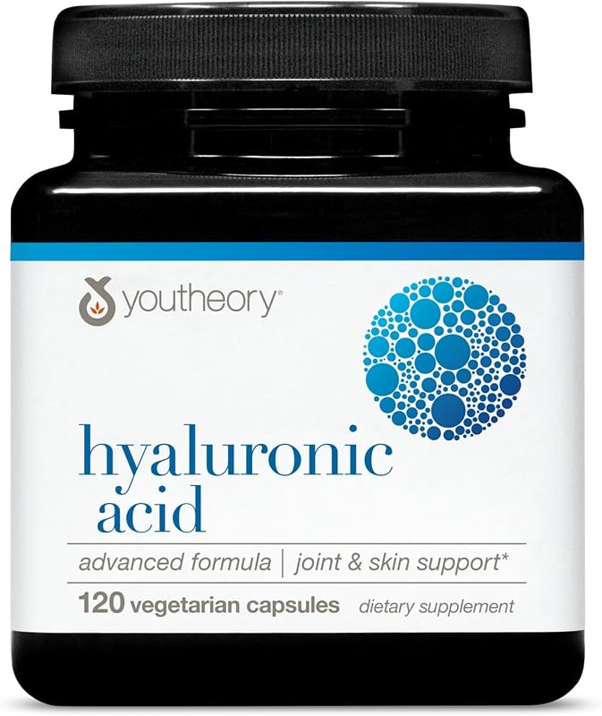 Youtheory Hyaluronic Acid Advanced Formula, 120 Vegetarian Capsules | Joint Support Supplement with Boswellia Extract*, Skin Health Supplement*, Dairy, Soy, and Gluten-Free