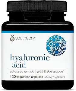 Youtheory Hyaluronic Acid Advanced Formula - Joint Support Supplement with Boswellia Extract* - Skin Health Supplement - Dairy, Soy & Gluten Free - 120 Vegetarian Capsules