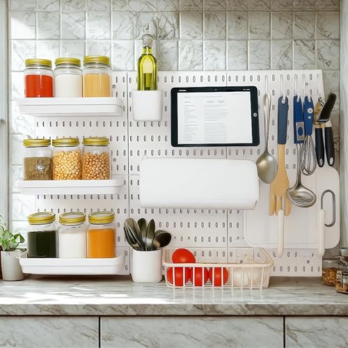 Miniatura 2 de Organizador modular de tablero de clavijas de cocina montado en la pared, juego de lujo