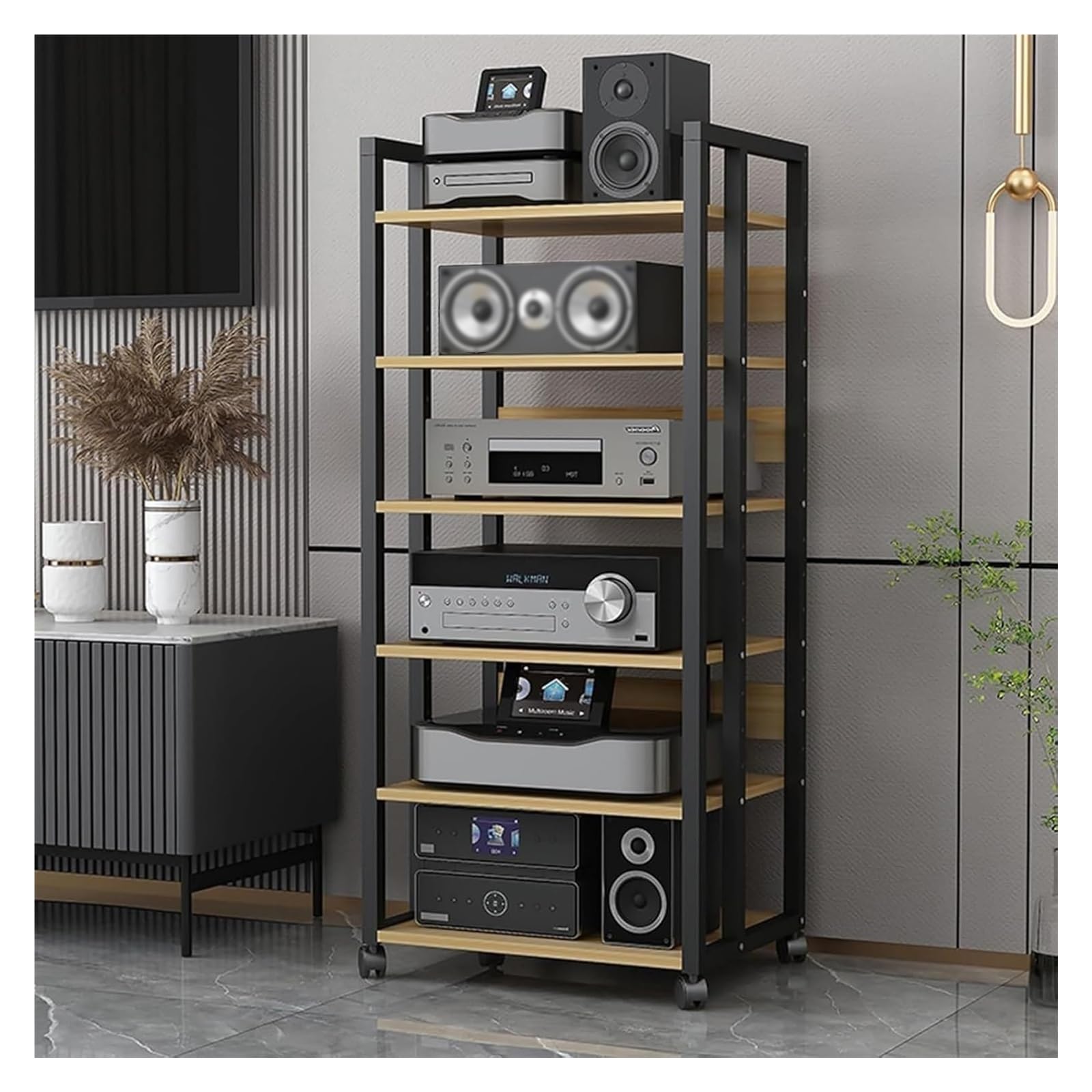 Mobile HiFi Per Giradischi Con 4 Ripiani Regolabili - Nero, Perfetto Per Impianti Stereo Vintage - Foto 9