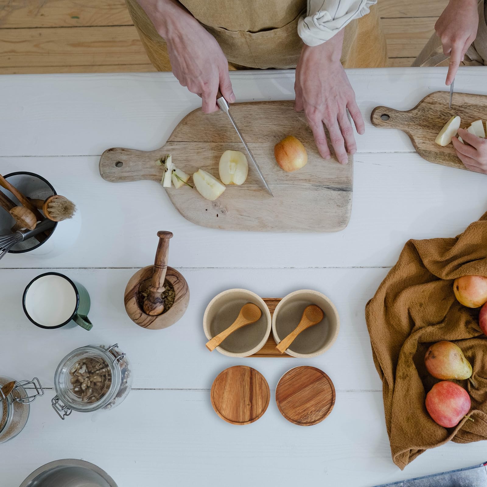 jojofuny Tarros para Condimentos de Cerámica con Tapa Juego de 2 Piezas Resistentes a Altas Temperaturas Fáciles de Limpiar Multifunción para Cocina Doméstica Almacenamiento de