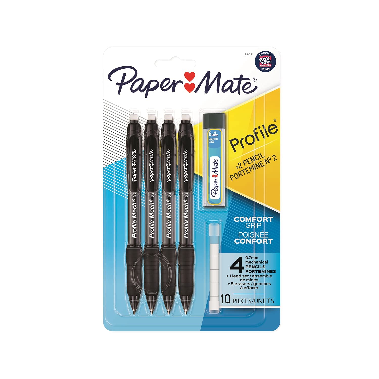 Profile Mechanical Pencils, 0.7 mm, HB #2 Lead, Black Barrel, Pack Of 4 Pencils