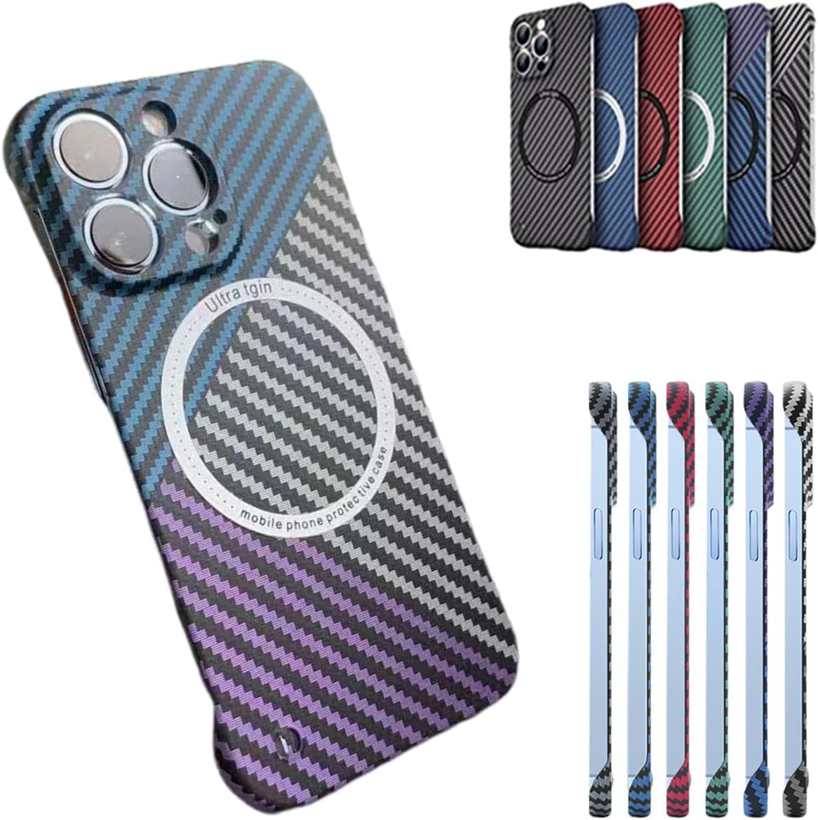 Miaopu Carbon Fiber Texture Frameless Phone Wireless Charging Phone