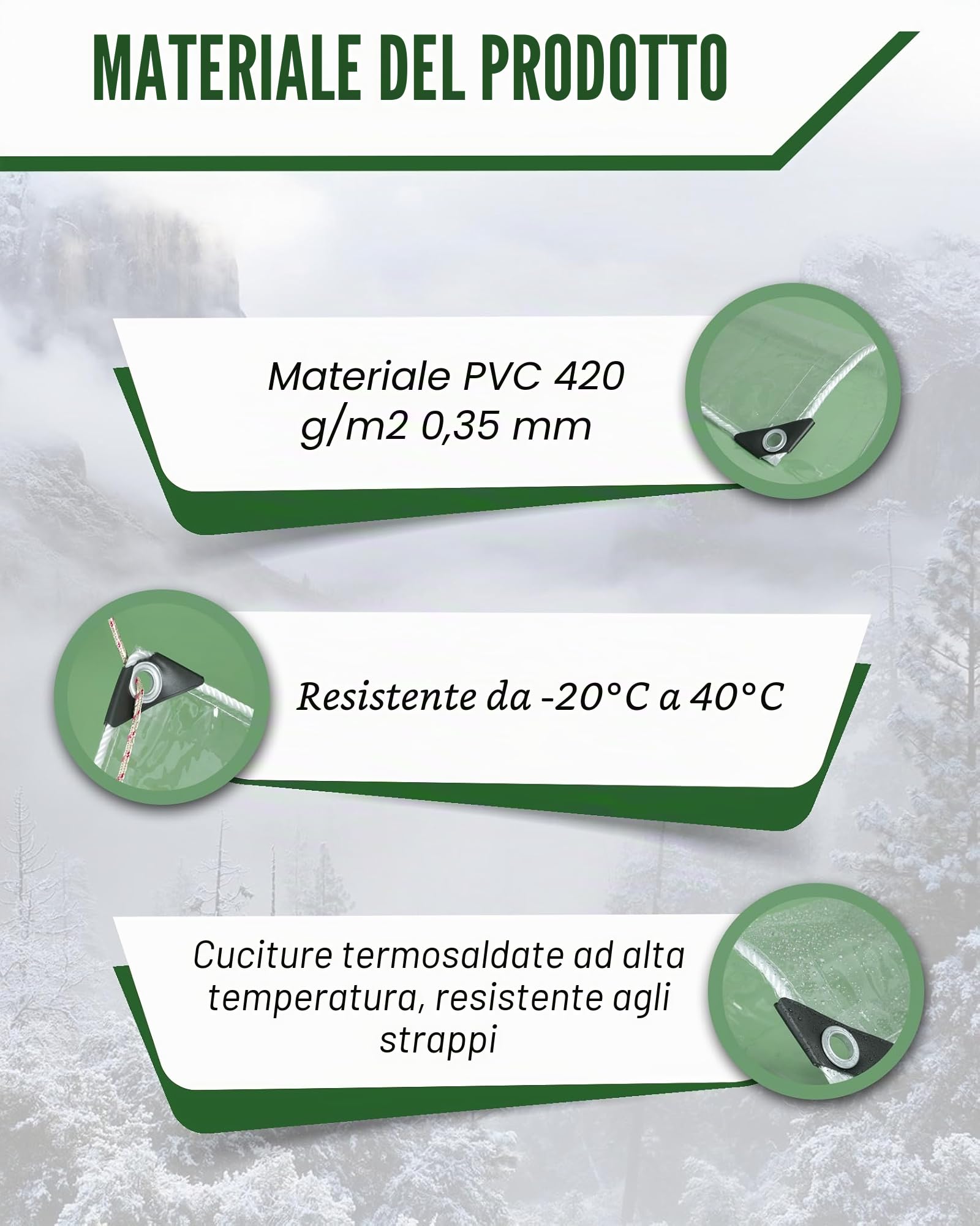 FoundGo 2.5x3m Telo Impermeabile Esterno Trasparente [420g/m² 0.35mm] Telone Trasparente per Esterni con Occhielli Impermeabile per Gazebo da Giardino con Corde e Fascette